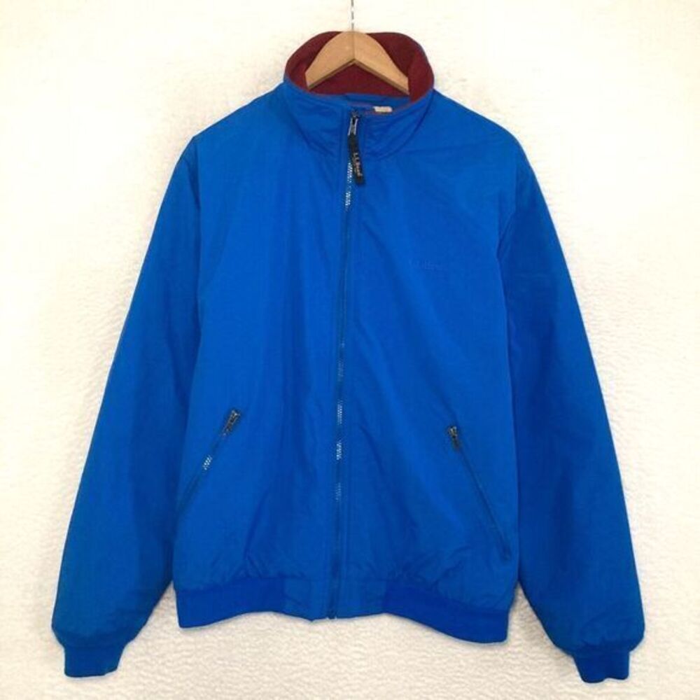 LL Bean Warm Up Fleece Lined Jacket Mens M Full Zip Bomber Windbreaker Outdoor